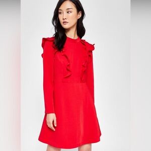 Ted Baker London Red Ruffle Dress Sz 3 (US 8)